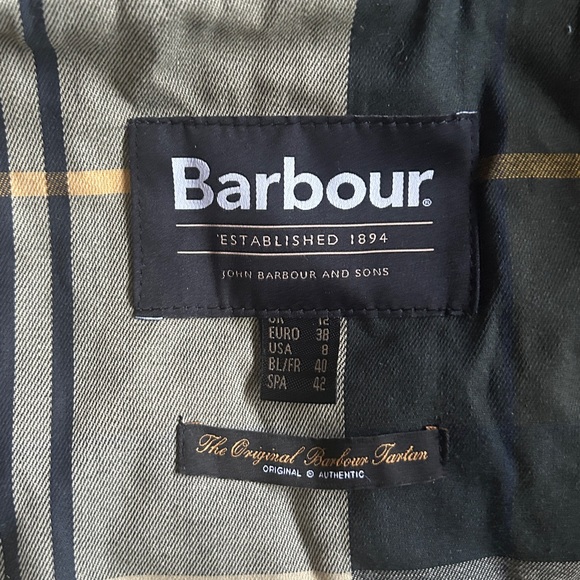 Barbour Olive Wax Jacket with Yellow Accents - Picture 3 of 9